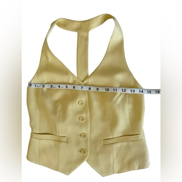 Express Pastel Yellow Linen Vest & Wide Leg Trouser Set XS Top 4S Pants - Picture 3 of 15
